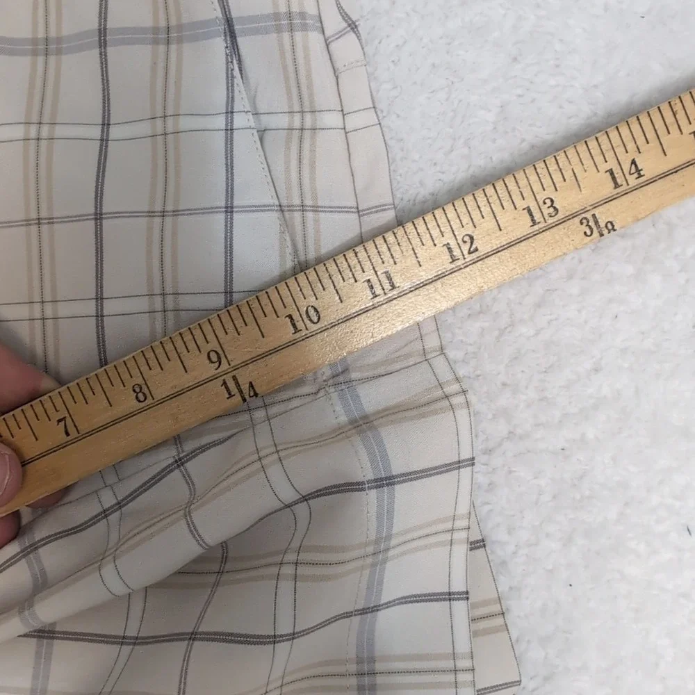 Adidas Golf Shorts Men 34 Plaid Beige Gray‎  Inseam 11